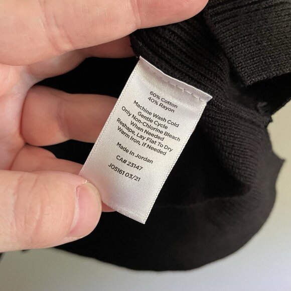 Talbots Petite Women LP Black Knit V-Neck Button Up Raglan Girlfriend Cardigan - Picture 9 of 11